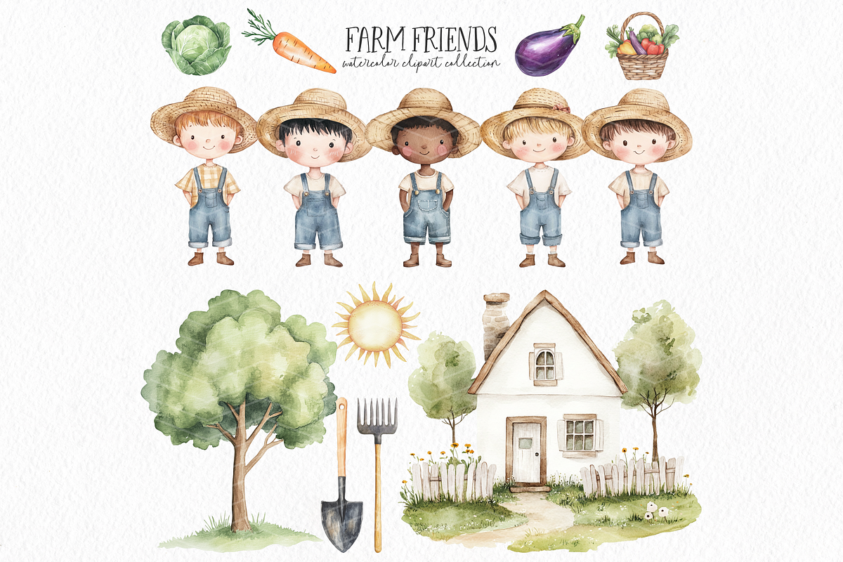 Watercolor Farm Clipart, an Animal Illustration by ClipArtCharm (Photo 2 of 5)
