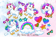 Sparkling Rainbow Unicorns Clipart, an Animal Illustration by ArtedeCatrin (Thumbnail 2 of 6)