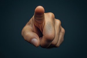 A close-up of a male hand pointing directly at the viewer, conveying a sense of, a Background Photo by ImageMir
