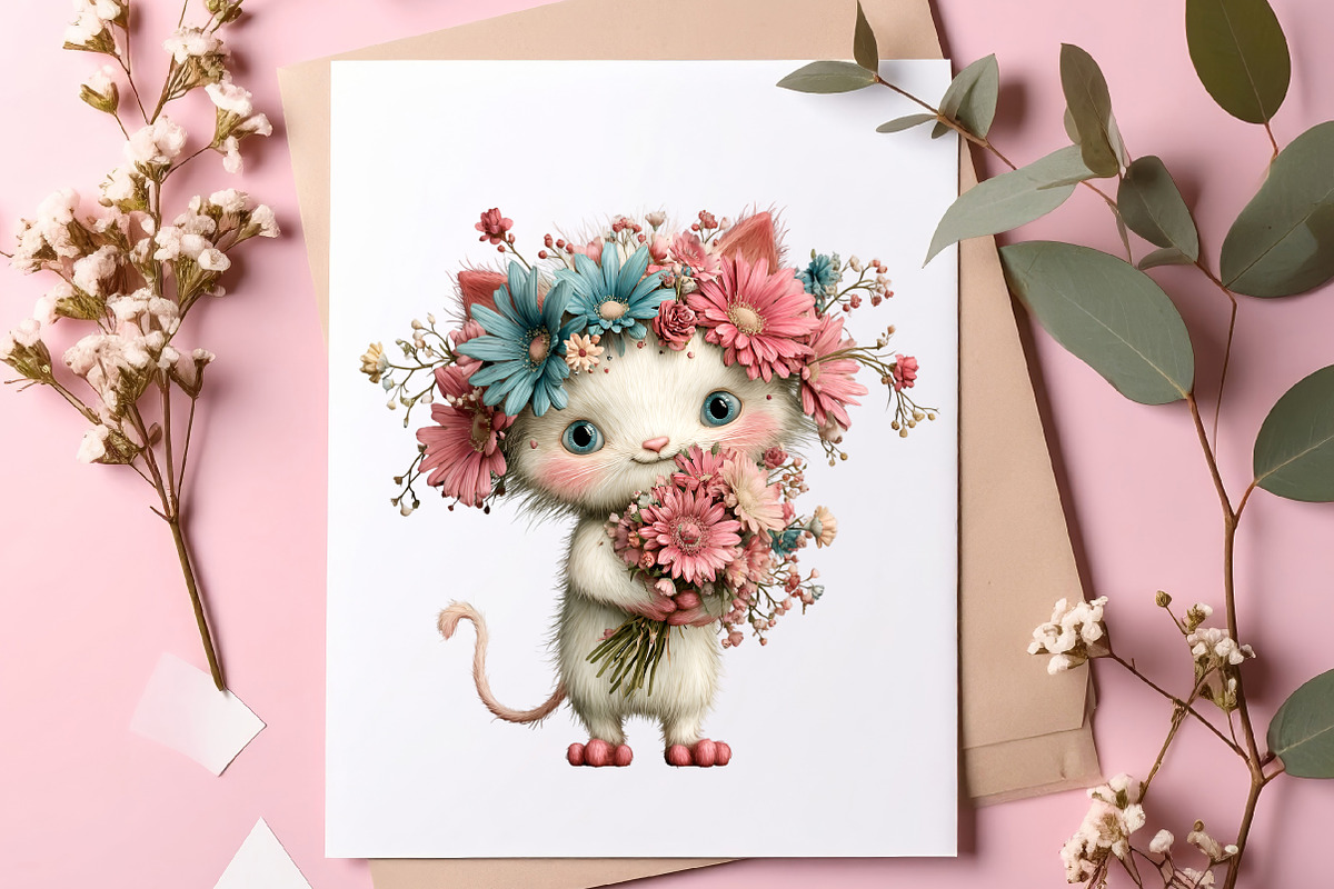 Whimsical Summer Cats Clipart, an Illustration by SinaCreation (Photo 5 of 9)