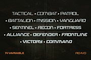 Rekvo – Variable Military Stencil, a Sans Serif Font by Drizy (Thumbnail 2 of 11)