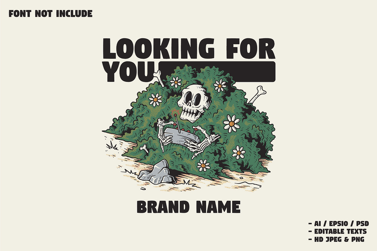 Skeleton Hiding in Bush with Remote, a Branding & Logo Template by Judsart (Photo 1 of 3)