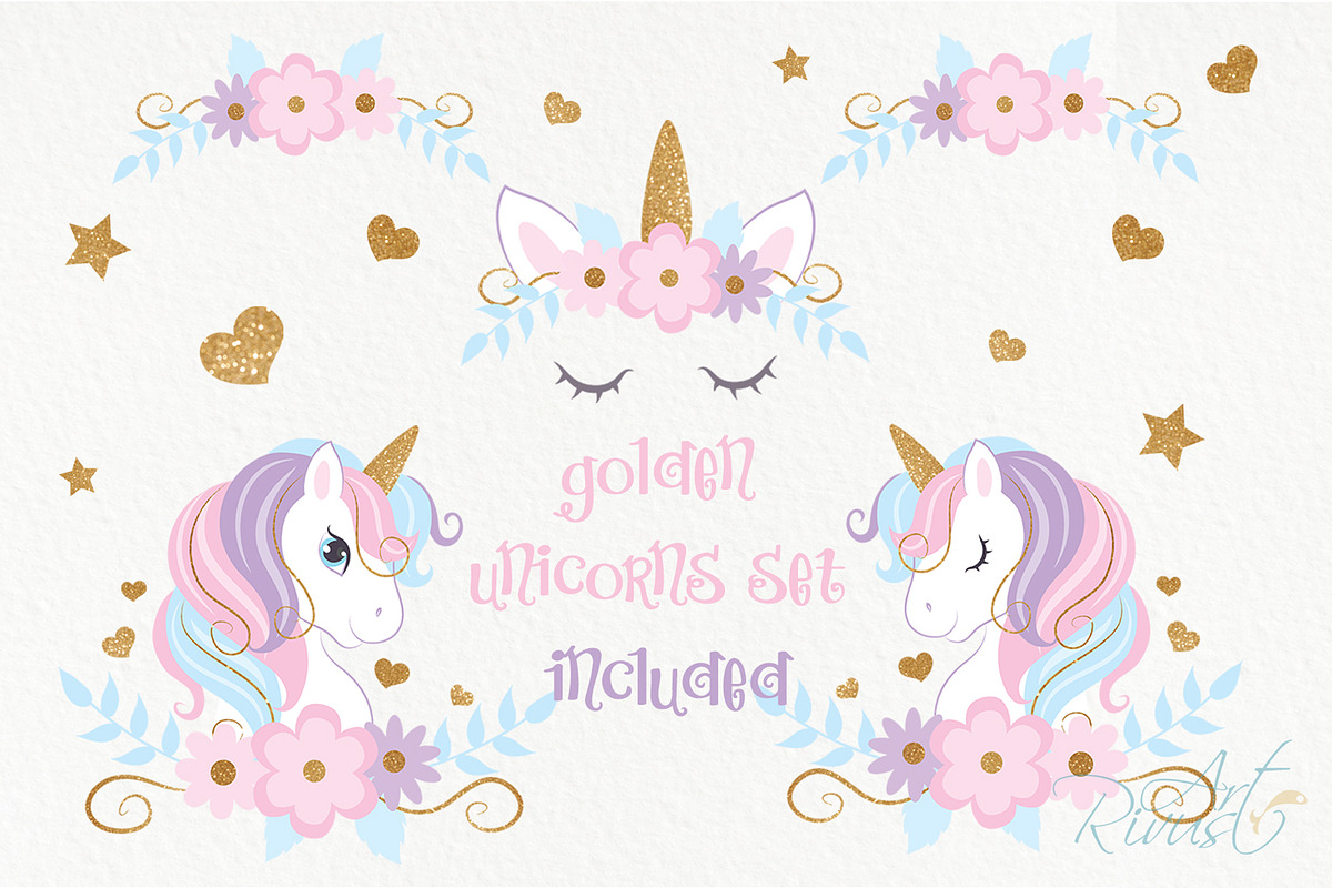 Unicorn PNG clipart. Unicorn Face., an Animal Illustration by RivusArt (Photo 2 of 9)