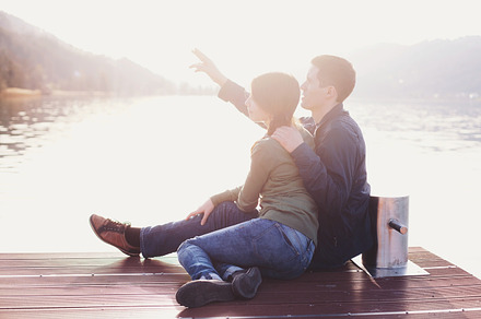 Couple enjoying mountain view stock photo containing aside and berth preview 6