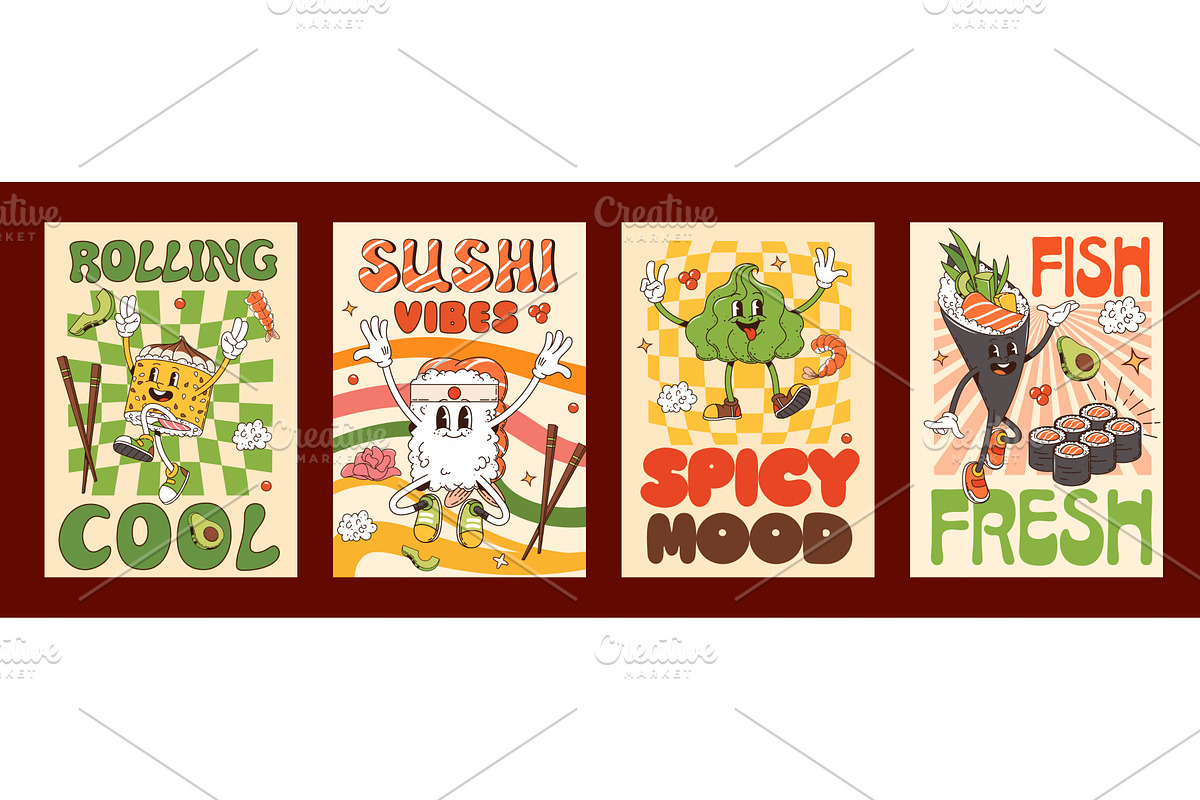 Japanese sushi and rolls, a Food Illustration by Buch&Bee