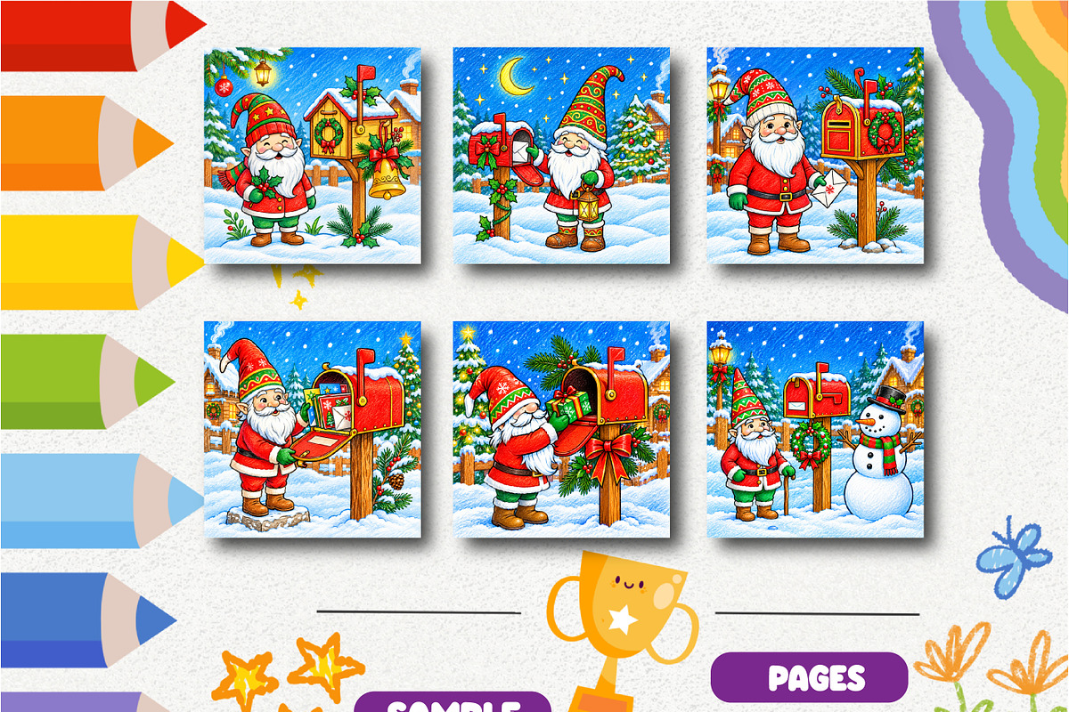Gnomes Christmas Mailbox Coloring, a Seasonal Illustration by Design Zone (Photo 2 of 5)