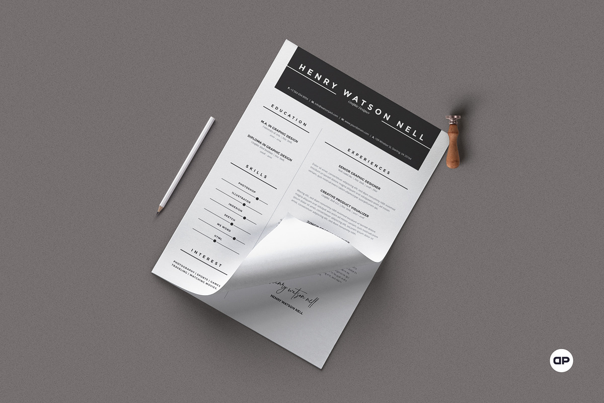 Clean Resume/Cv, a Resume Template by AyshaCanvas (Photo 2 of 7)