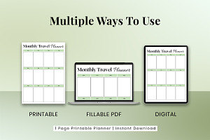 Monthly Travel Planner