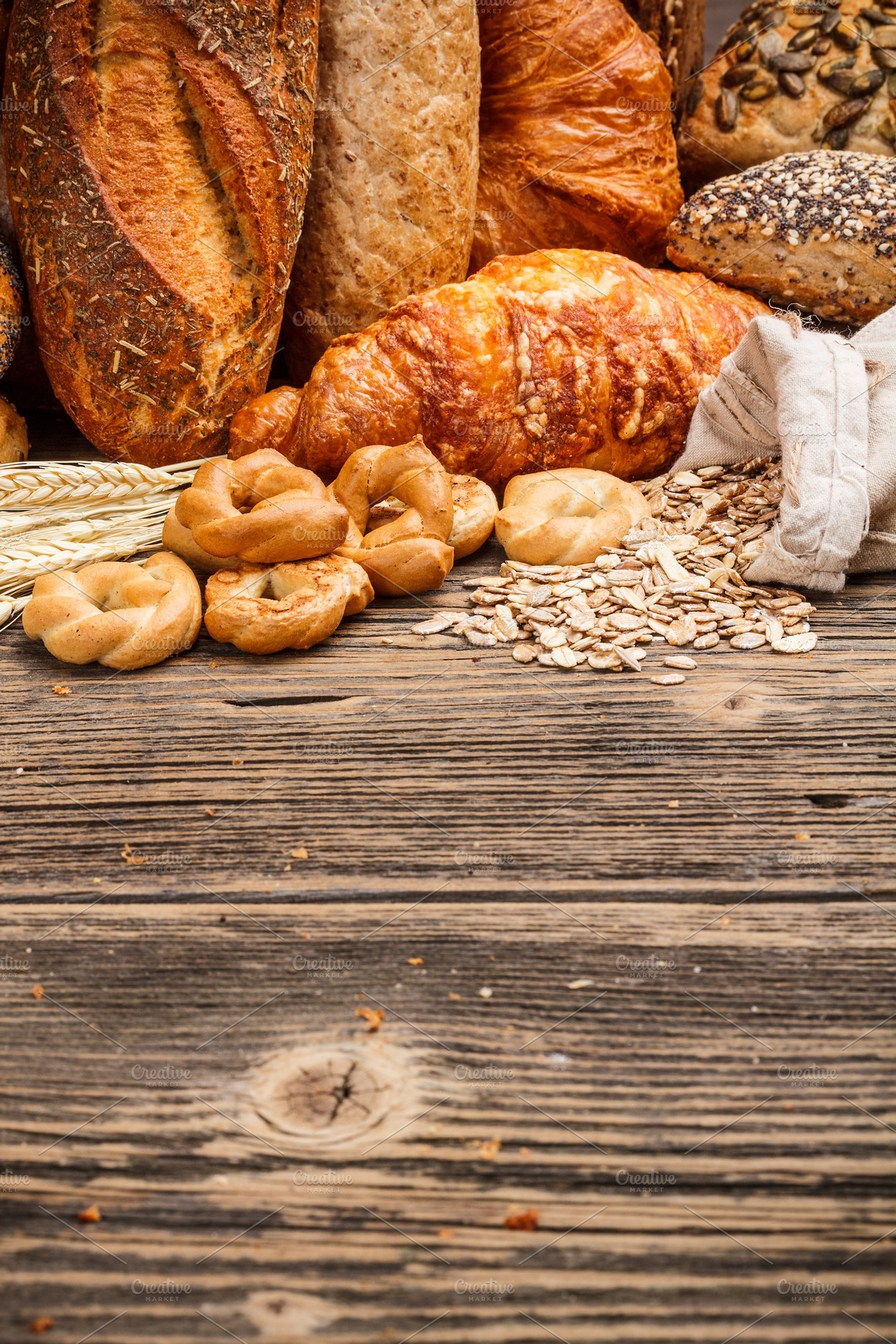Baked goods stock photo containing arranged and assortment
