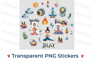 Yoga stickers motivational positive, a Sport Illustration by Bubert Art