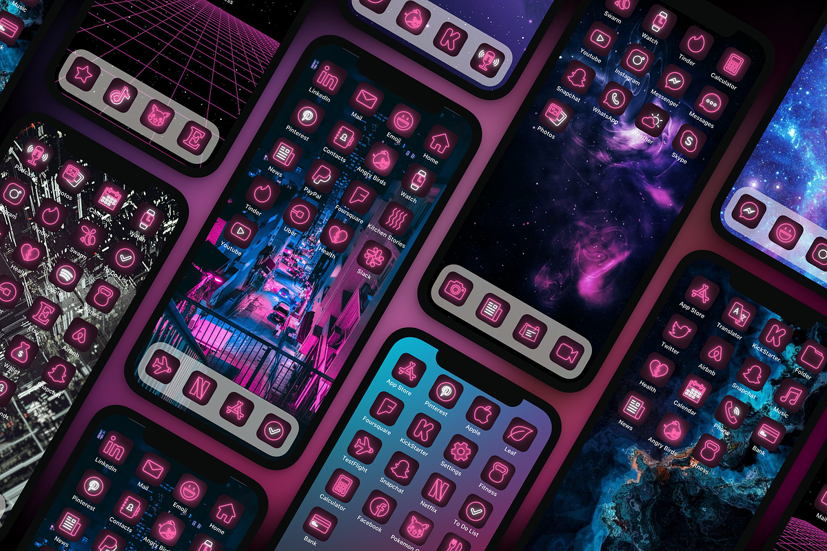 120 Pink Neon iOS 14 App Icon Pack, an Icon by IOS14iconsStudio (Photo 3 of 3)