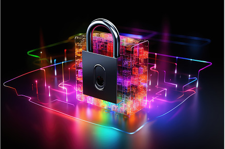 Padlock on digital data background, a Technology Photo by Lermont51