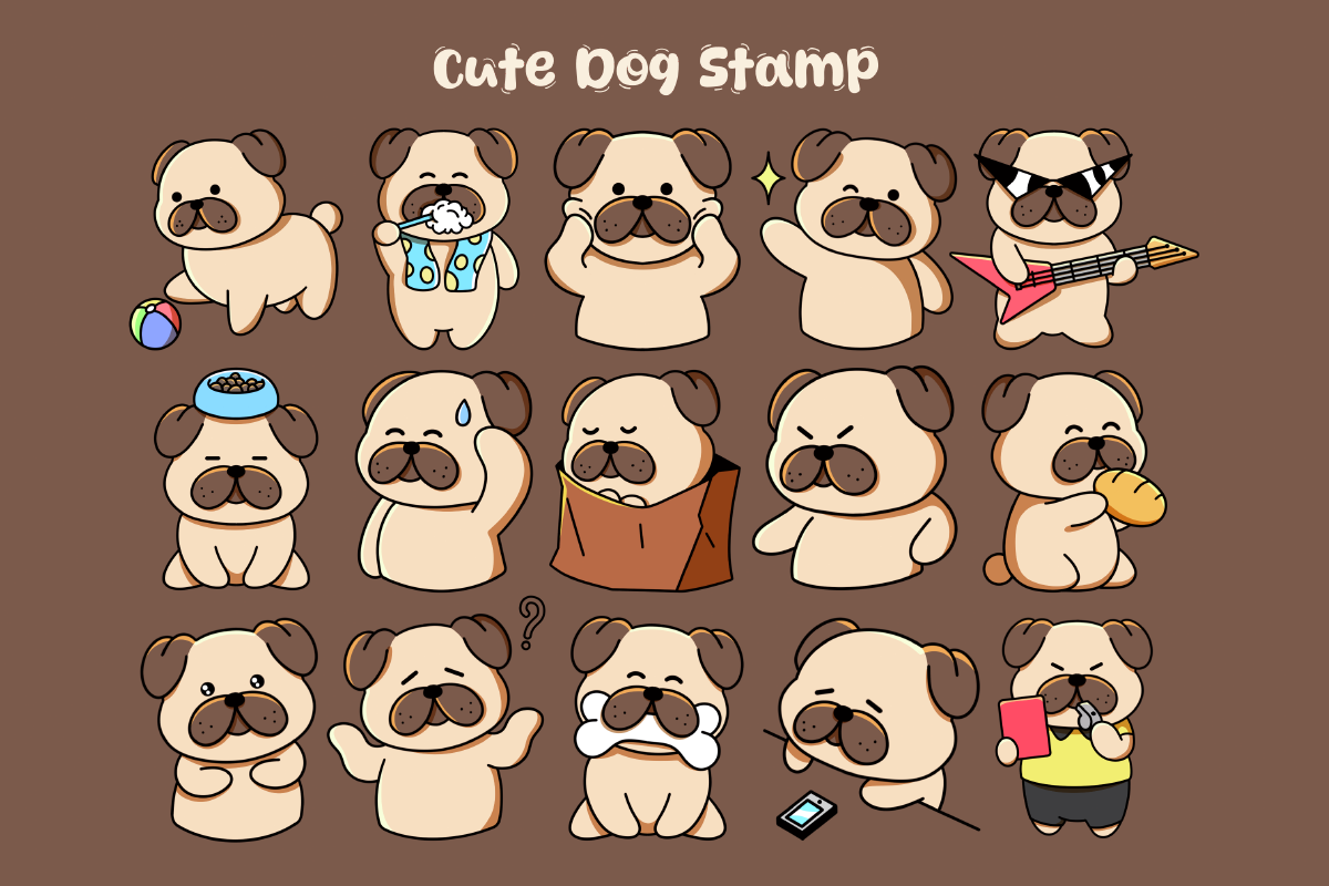 Dog Cartoon Procreate Stamp, a Brush Add-On by Pixel Picasso Studio (Photo 2 of 11)
