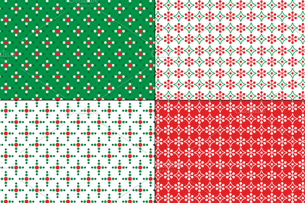 Seamless Red & Green Geometrics preview 5