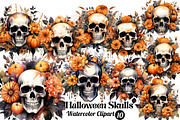 Watercolor Halloween Skulls Clipart, a Seasonal Illustration by Gloria Designed It (Thumbnail 1 of 7)