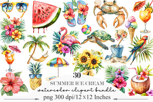 Watercolor Summer Vibe Clipart, an Illustration by Designking