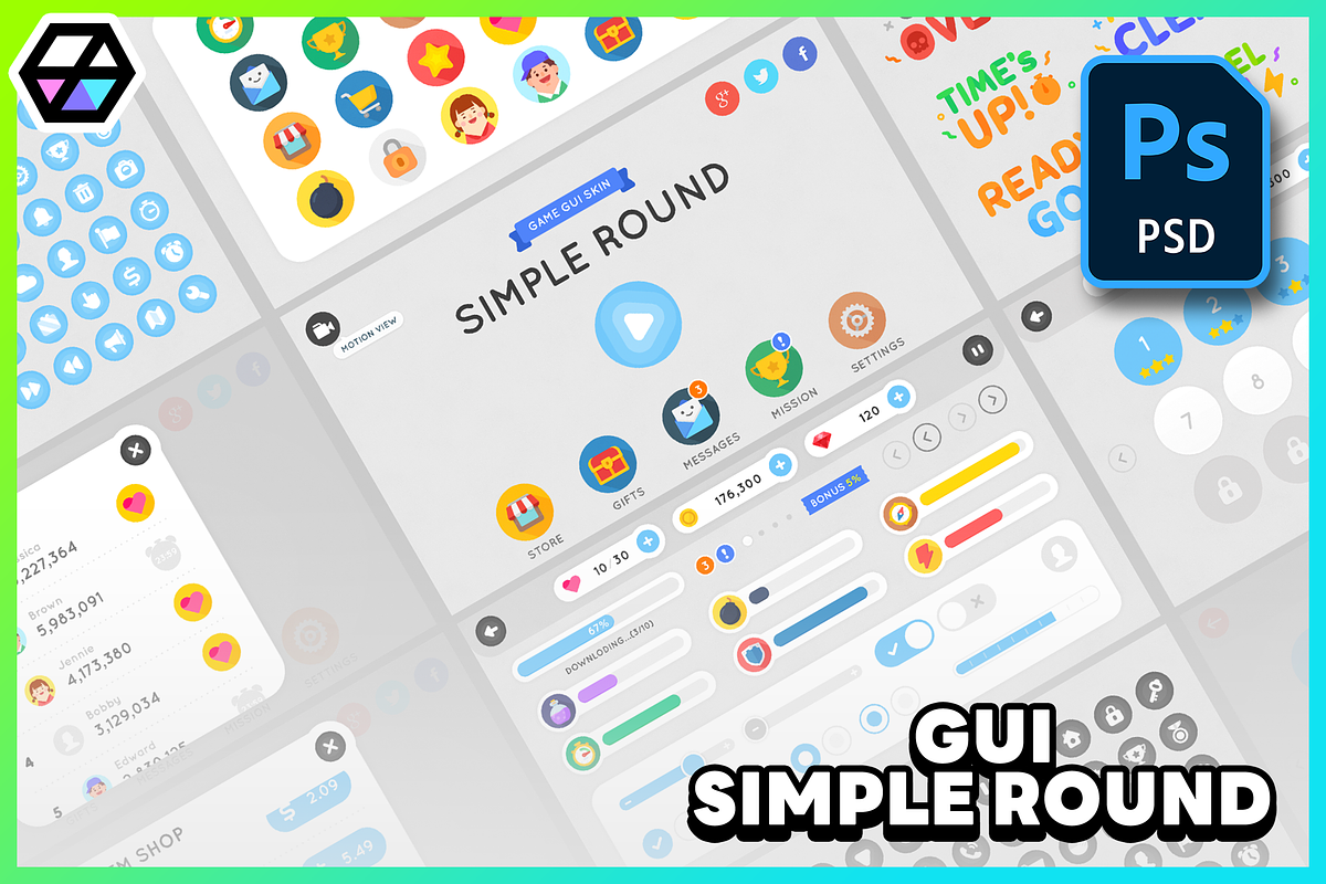 GUI - Simple Round, an UI Kit Template by LAYERLAB (Photo 2 of 26)