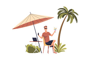 Man Freelancer in Summer on, an Object Illustration by Things for designers