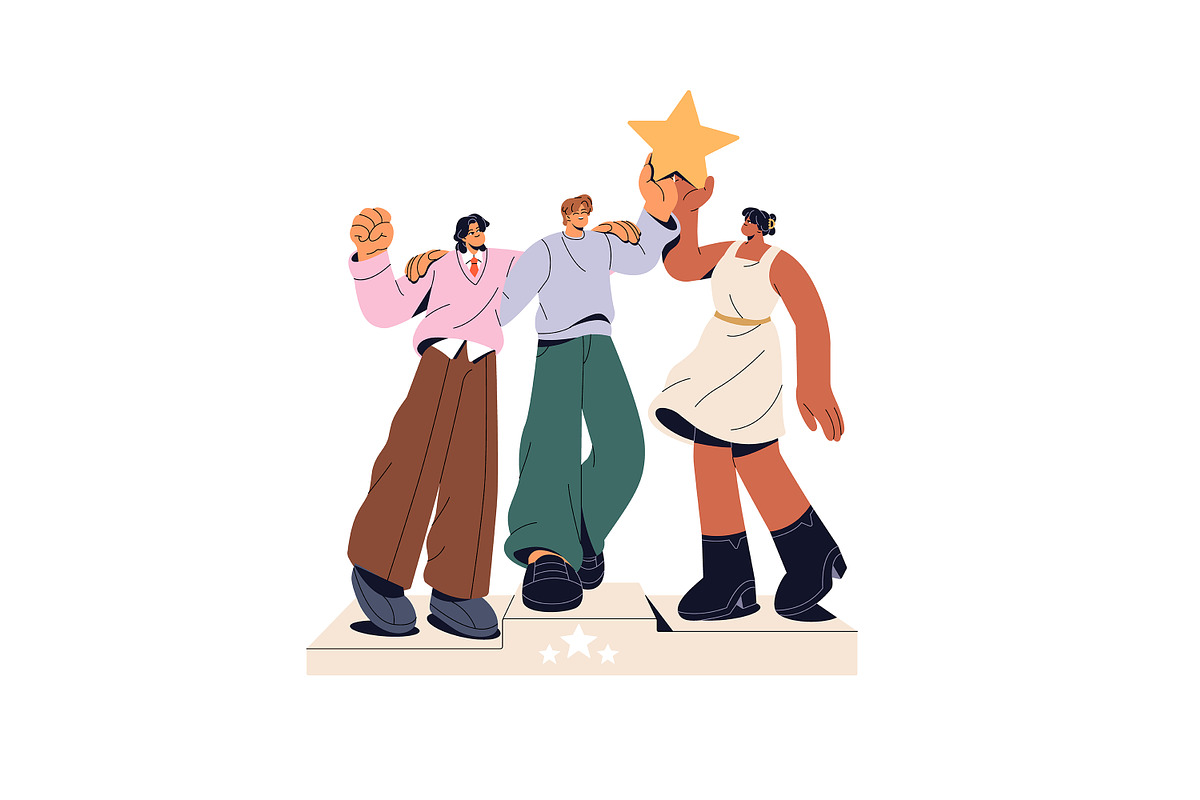 Happy people winners with awards set, a Person Illustration by PaperTrident (Photo 6 of 13)
