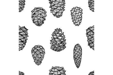 Seamless pattern with pine cones