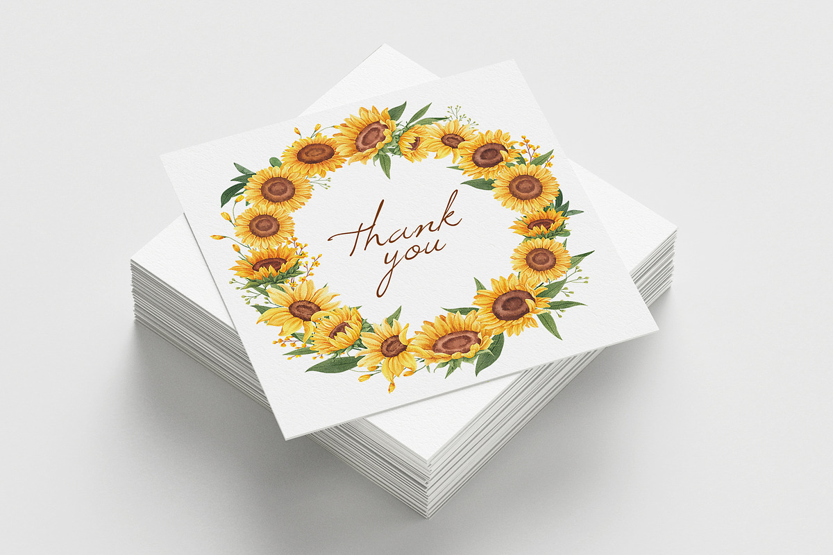 Sunflower Blooming Watercolor, an Object Illustration by CreativeValuation (Photo 12 of 15)