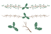 Emerald Holly Wreaths & Backgrounds, an Illustration by Amanda Ilkov (Thumbnail 4 of 5)