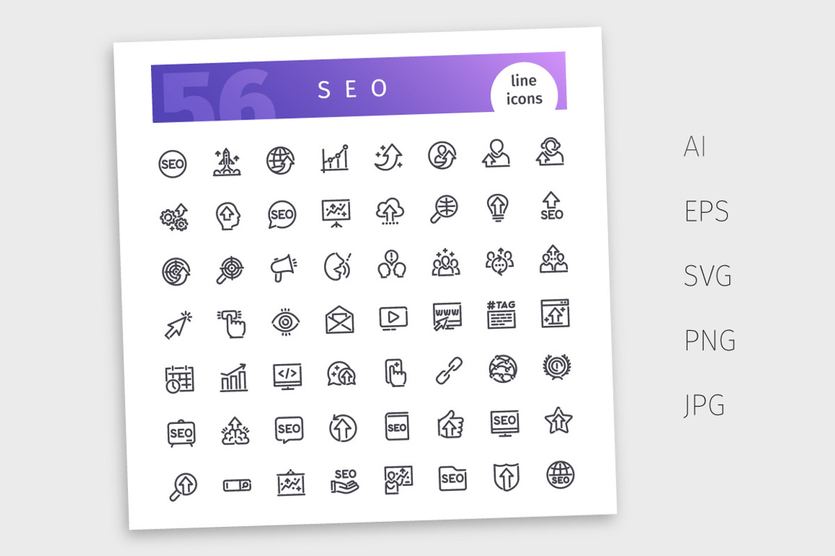 SEO Line Icons Set, an Outline Icon by Voysla's Shop (Photo 4 of 4)