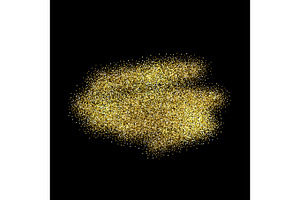 Gold Sparkles On Black Background. Golden Glitter