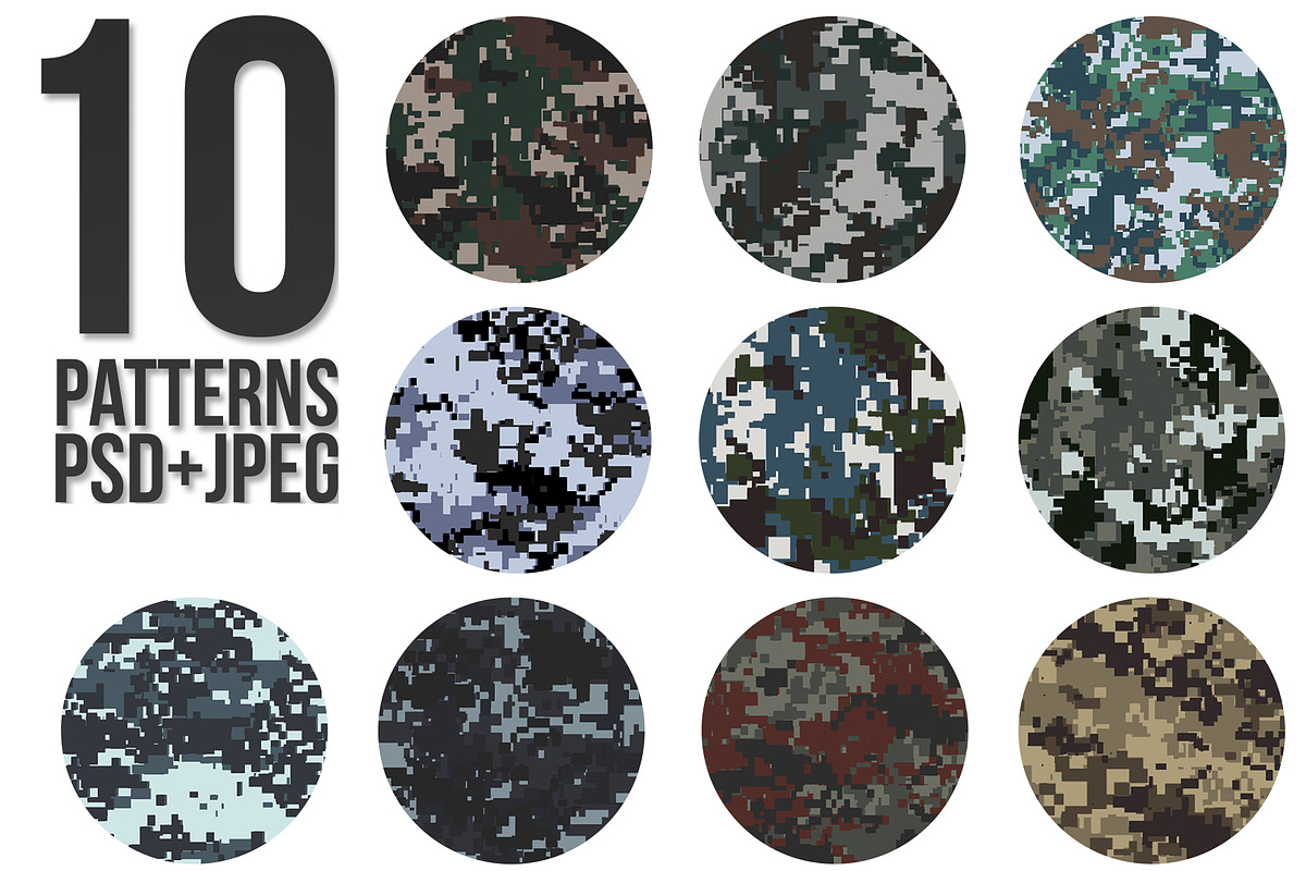 China Pixel Camouflage Patterns, a Pattern Graphic by 3Y_Design