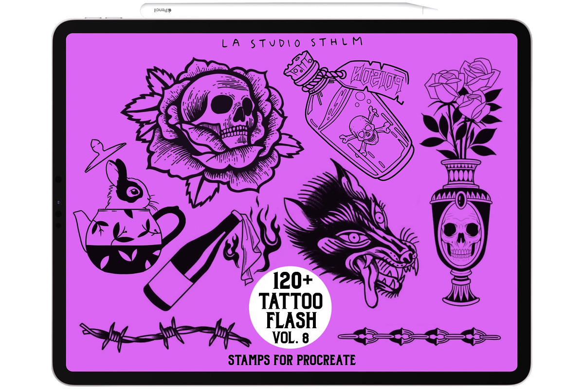 BUNDLE 1 - Tattoo Flash - Stamp Sets, a Brush Add-On by LA Studio Sthlm (Photo 2 of 17)