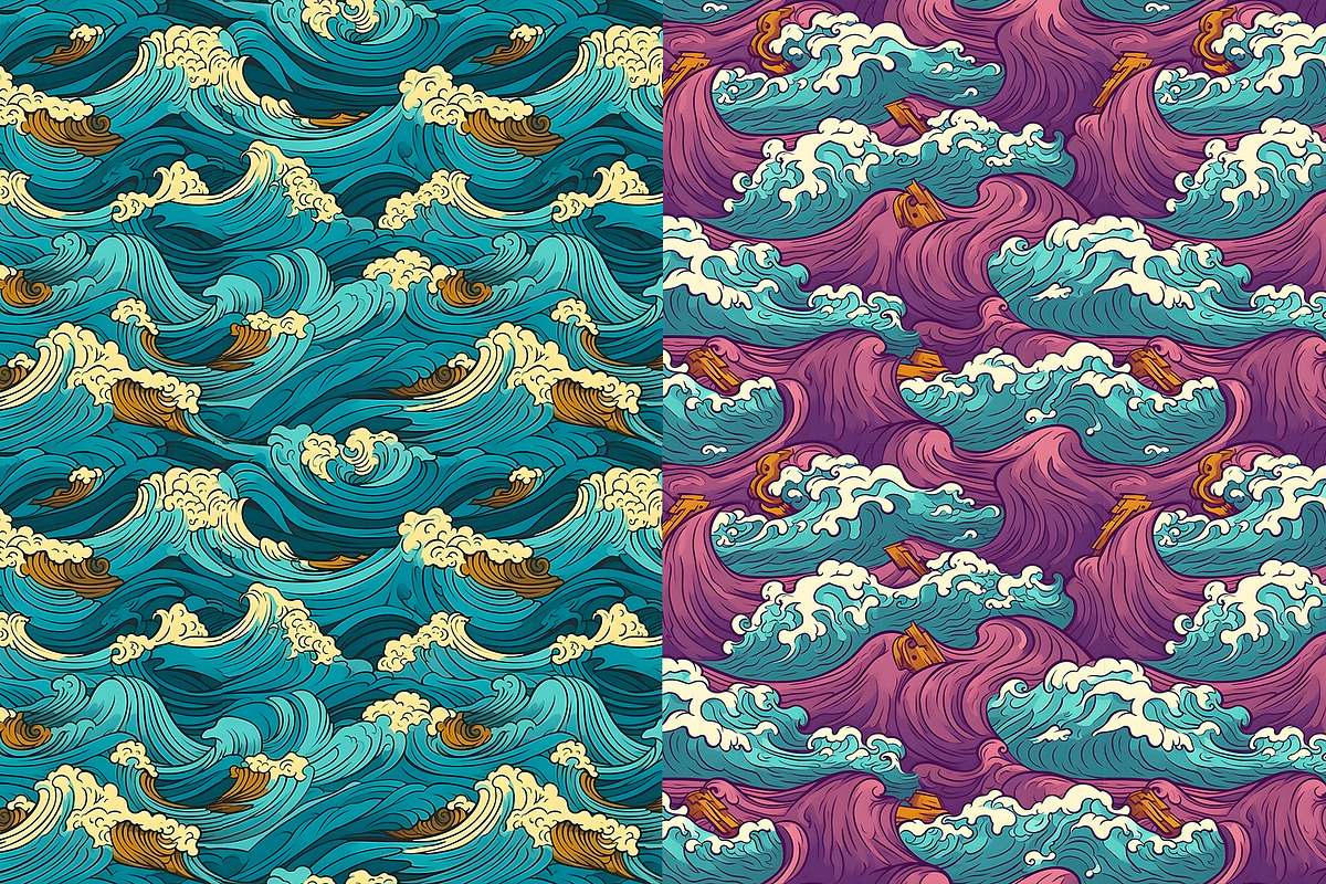 Waves of Japan: Seamless Patterns, a Pattern Graphic by TheBlackPixelCo (Photo 8 of 8)