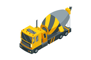 Yellow and Gray Concrete Mixer Truck, an Illustration by the8monkey