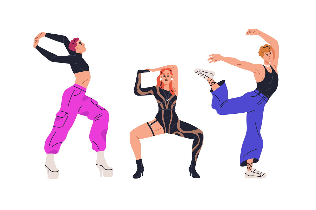 Dancers performing vogue dance set, a Person Illustration by Good Studio (Photo 2 of 6)