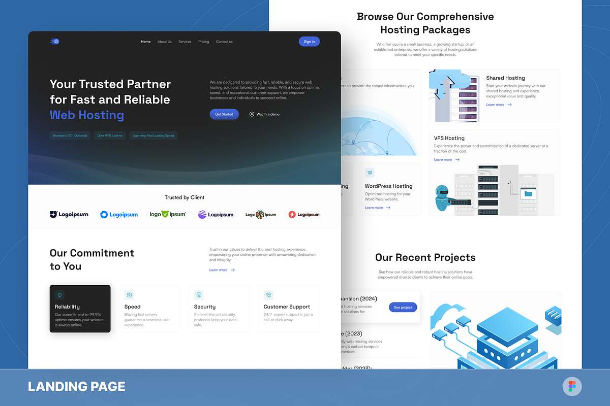 HostWave - Web Hosting Landing Page, an UI Kit Template by Studio Delapan (Photo 1 of 3)