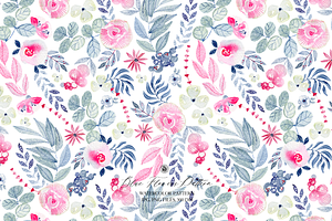 Blue Flowers Watercolor Pattern