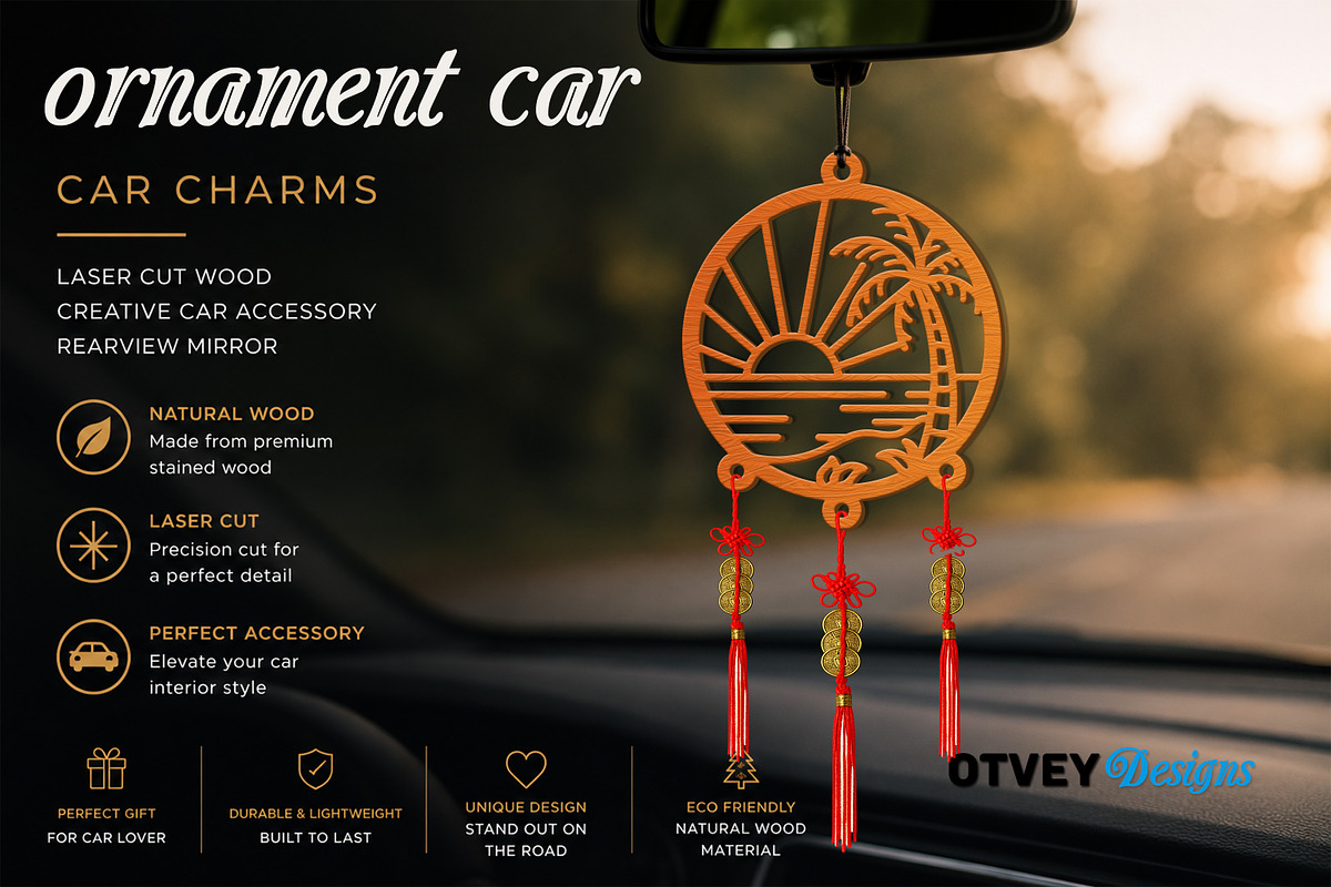 Beach Sunset Car Charms laser Cut, an Object Graphic by OTVEY DESIGN (Photo 4 of 13)