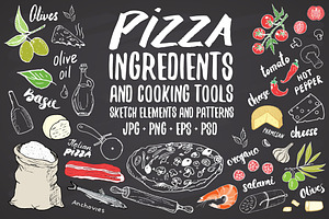 Pizza menu ingredients and patterns
