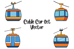 Cable Car Set Vector, a Transportation Illustration by Awieee1