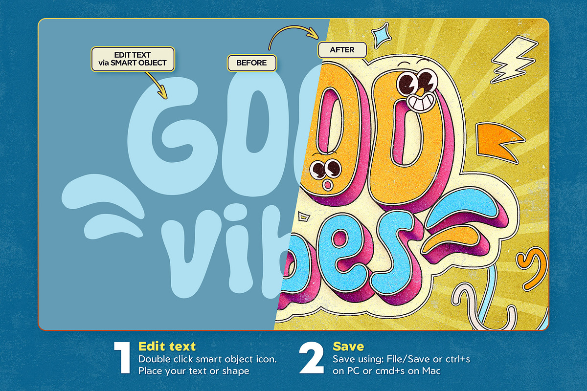 Groovy Cartoon Text Effects, a Layer Style Add-On by Andrew Skoch Design (Photo 2 of 9)