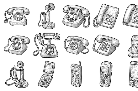HandDrawn Telephone Icon Collection