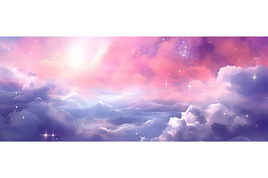 sky with pink clouds, an Illustration by Neirfy