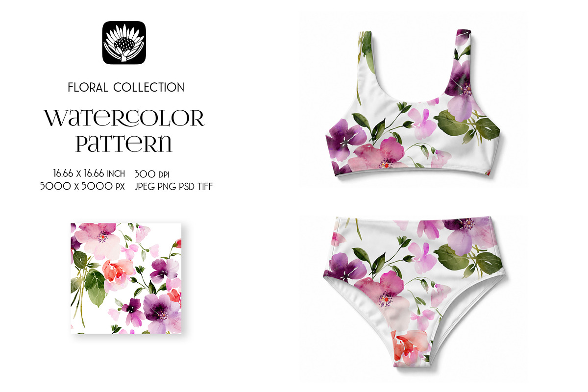 Watercolor Floral Pattern, a Pattern Graphic by PROTEA Watercolor Studio (Photo 4 of 8)