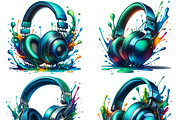 Color Splash Headphones PNG Set, a Technology Illustration by DoubleTwists (Thumbnail 2 of 5)