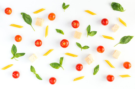 Italian food pattern stock photo containing background and basil, a Food & Drink Photo by MM Studio