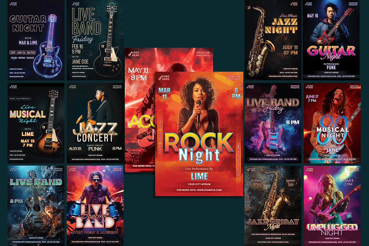 Music Event Flyer Templates Bundle, a Marketing Template by Allies Interactive (Photo 2 of 5)