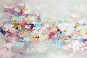 Abstract painting depicting pastel flowers blooming, creating a, a Decorative Illustration by Studio ANNA
