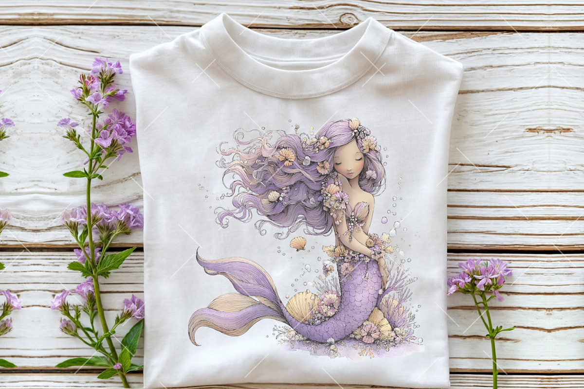 Whimsical Summer Mermaid Clipart, an Illustration by OK Design (Photo 6 of 6)