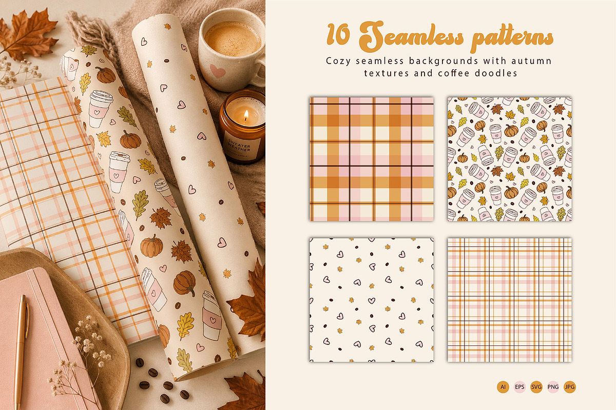 Retro Autumn Coffee Clipart Vector, a Seasonal Illustration by SunnJaneArt (Photo 11 of 19)