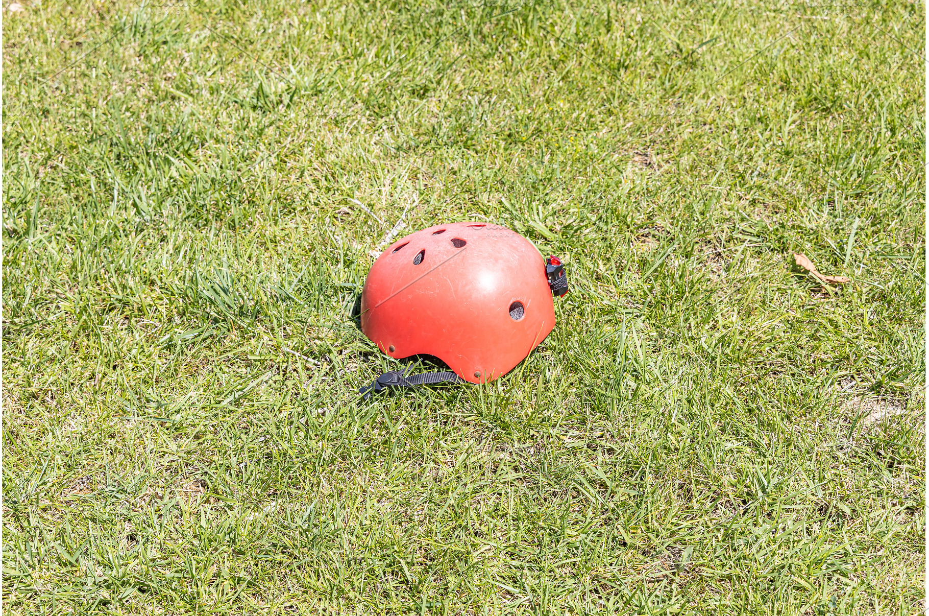 A red helmet on the green grass, a Technology Photo by Illustrations&photos