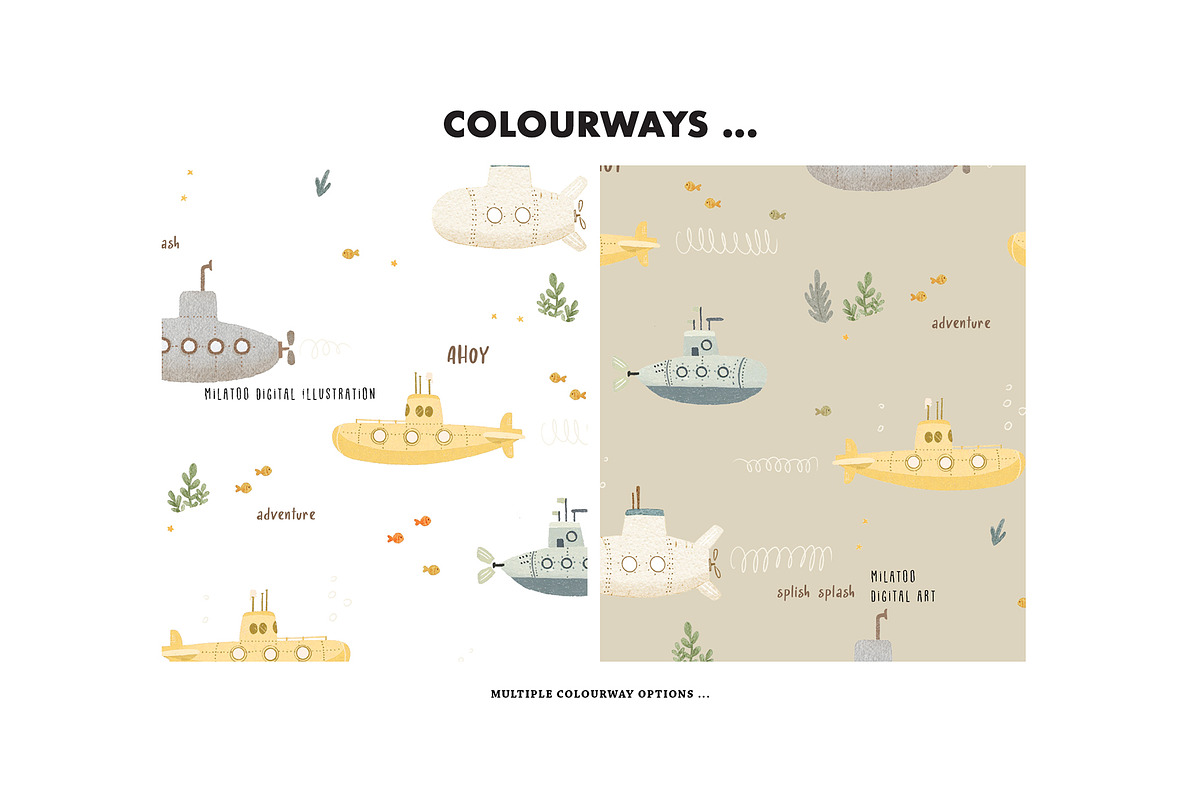 Submarine marine deep water pattern, a Pattern Graphic by Milatoo (Photo 4 of 4)
